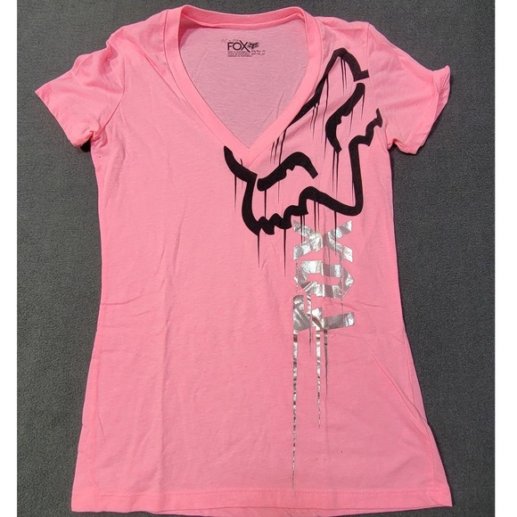 FOX Racing Tops - Fox Racing Womens XL Pink V-Neck T-Shirt Graphic Top